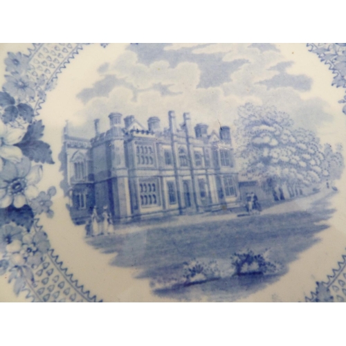 166 - A Mason's Patent Ironstone dish, printed in blue with the Provost's Lodge, King's College, Cambridge... 