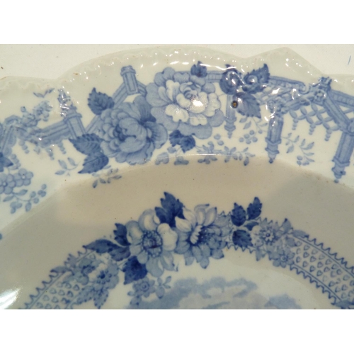 166 - A Mason's Patent Ironstone dish, printed in blue with the Provost's Lodge, King's College, Cambridge... 