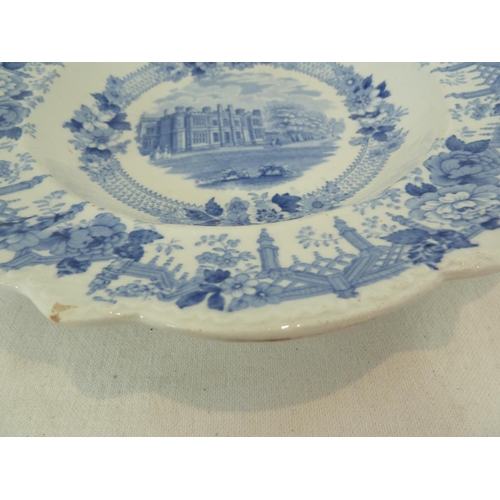 166 - A Mason's Patent Ironstone dish, printed in blue with the Provost's Lodge, King's College, Cambridge... 