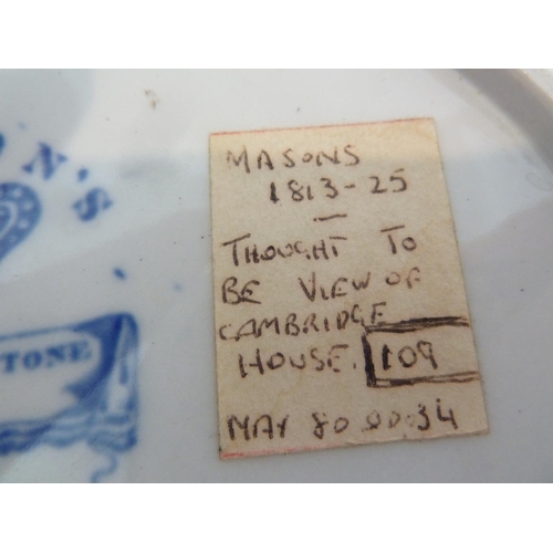 166 - A Mason's Patent Ironstone dish, printed in blue with the Provost's Lodge, King's College, Cambridge... 