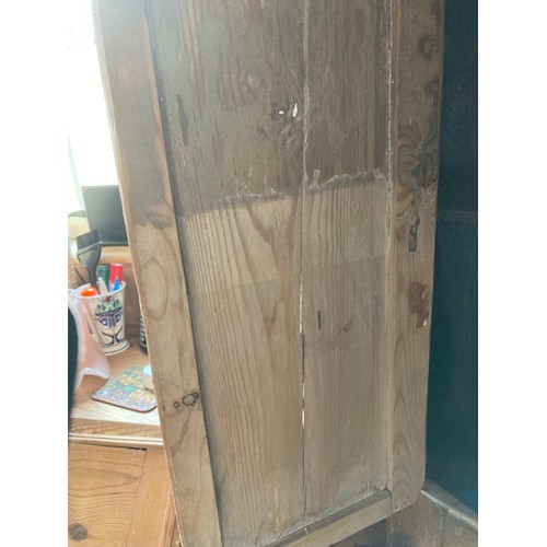 130 - An old pine corner cupboard, 195cm high x 80cm wide x 40cm max depth