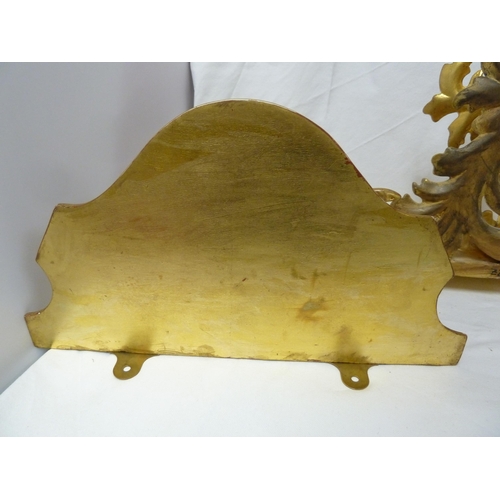 105 - A pair of large size vintage gilded carved wood and gesso wall brackets, formed of scrolling leafy f... 