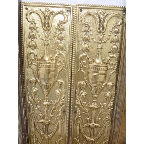 142 - Door Furniture - a pair of pressed brass finger plates decorated with neoclassical urns; a pair of f... 