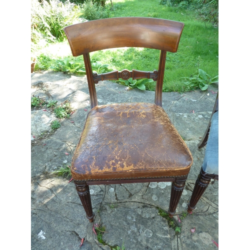 156 - A pair of Regency bar back side chairs bullseye motif to the center of the bar, reeded tapered legs ... 