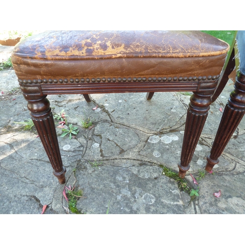 156 - A pair of Regency bar back side chairs bullseye motif to the center of the bar, reeded tapered legs ... 