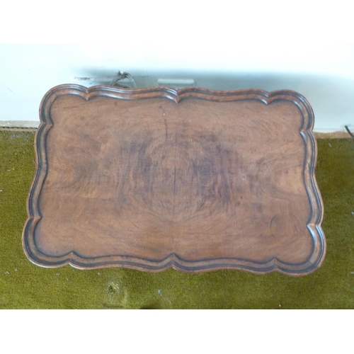 154 - A small occasional table with lift off tray top, 55 cm w x 35.5 cm deep x 39 cm high (2)