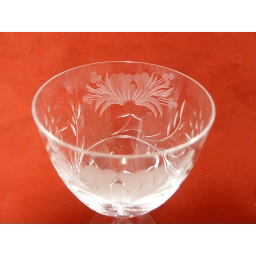 34 - Royal Brierley - A Chrysanthemum pattern glass service the bowls cut and etched with flowers and lea... 