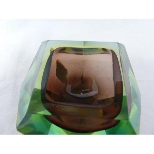 51 - A Vintage Murano glass Sommerso bowl in the style of Mandruzzato, the facetted glass bowl of square ... 