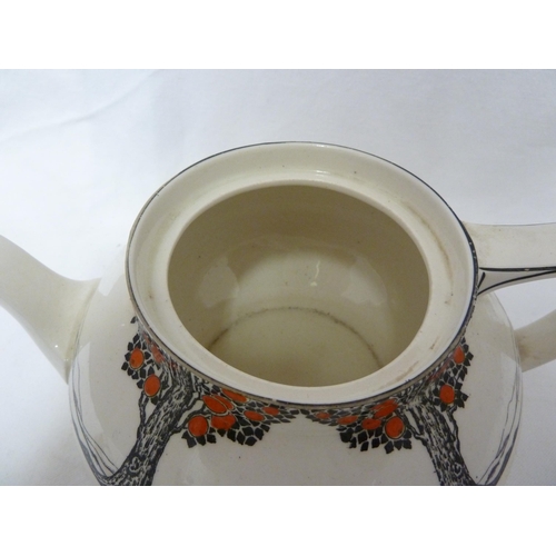 82 - A Crown Ducal Ware Orange tree pattern part tea set, comprising: Teapot, cover and stand; six cups, ... 