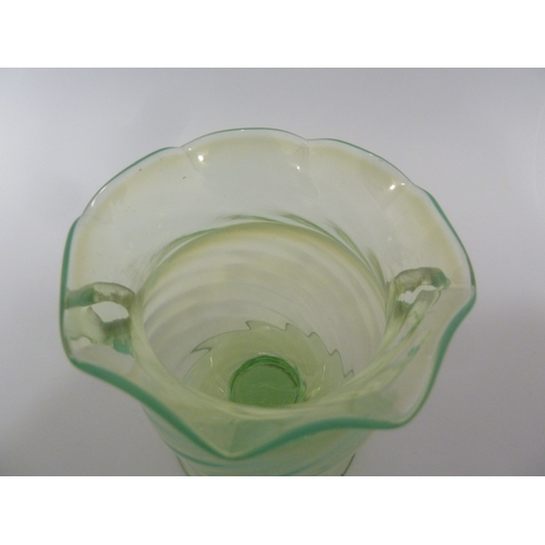 94 - A Stourbridge glass urn, of straw opal type with wrythen twist, 9.5cm high.