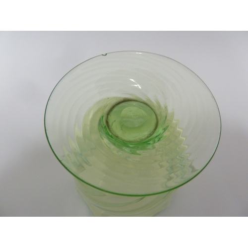 94 - A Stourbridge glass urn, of straw opal type with wrythen twist, 9.5cm high.