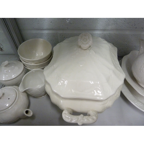 87 - A part Burleigh 'Davenport' grape vine dinner service, in the white, comprising: one large tureen an... 