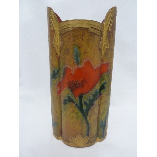 76 - Legras - An Indiana large cameo glass vase decorated  with poppies, 27cm high