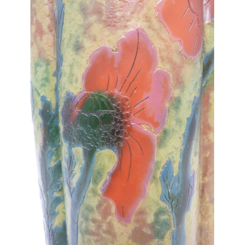 76 - Legras - An Indiana large cameo glass vase decorated  with poppies, 27cm high