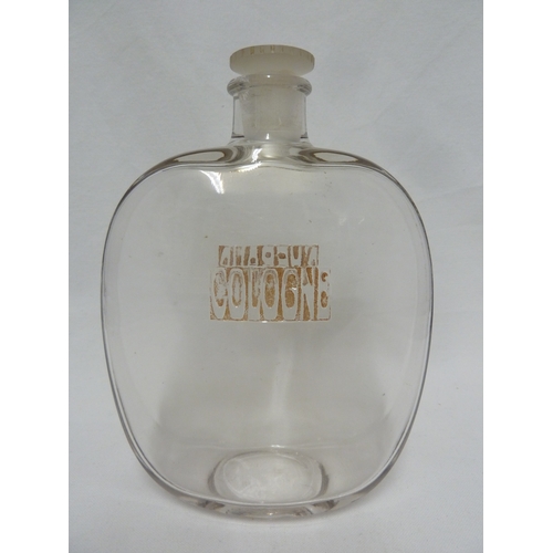 43 - R. Lalique - A D'Heraud large size Eau De Cologne bottle and stopper, the flattened ovoid flask with... 