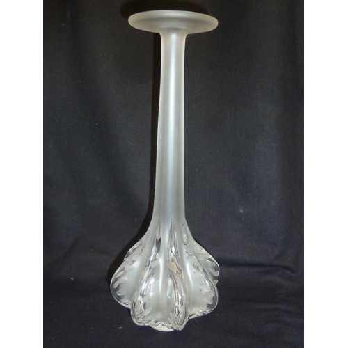 45 - Lalique - A Marie Claude Lalique frosted colourless glass tall vase, France, 1960's, 34cm high appro... 