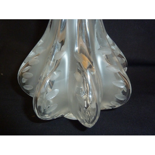 45 - Lalique - A Marie Claude Lalique frosted colourless glass tall vase, France, 1960's, 34cm high appro... 