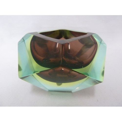 139 - A Vintage Murano glass Sommerso bowl in the style of Mandruzzato, the facetted glass bowl of square ... 