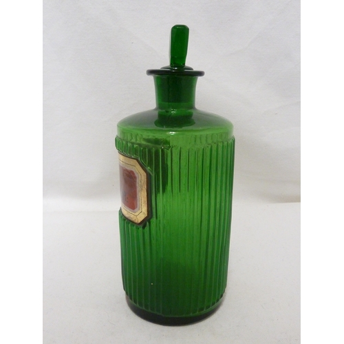 171 - A Green Glass pharmacy bottle, labelled SP: CHLOROFOR., 20cm high.