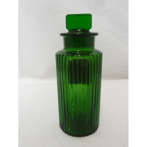 172 - A green glass pharmacy bottle, labelled FERRI ARSENAS, 17.5cm high.