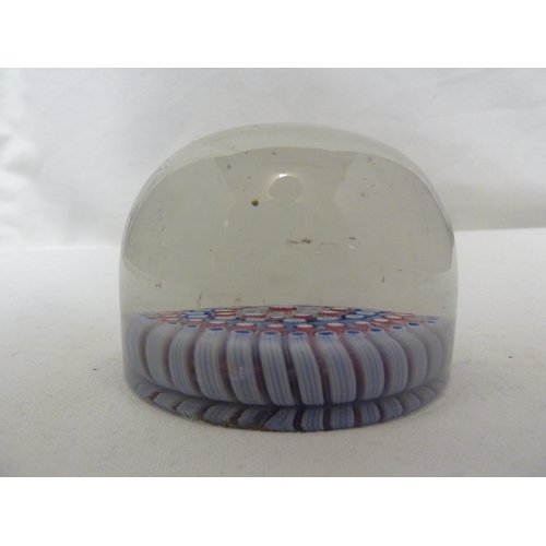 27 - An old English magnum glass paperweight, of red,white and blue concentric canes, 9 cm diam approx.