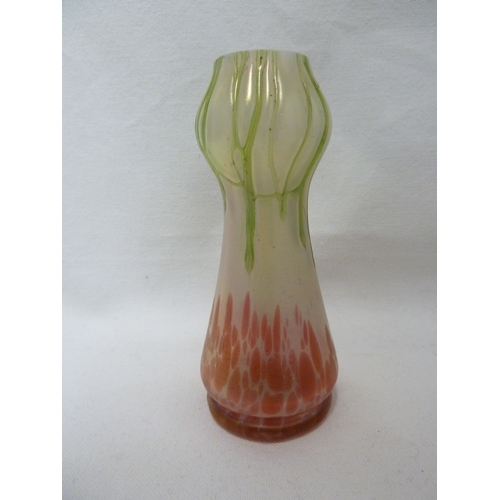 99 - Loetz - a Crete glass snake vase, of bottle form ; and a Poschinger red spot and green drip glass va... 