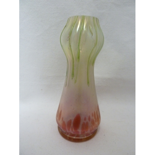 99 - Loetz - a Crete glass snake vase, of bottle form ; and a Poschinger red spot and green drip glass va... 