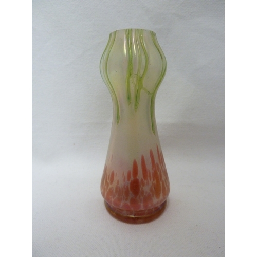 99 - Loetz - a Crete glass snake vase, of bottle form ; and a Poschinger red spot and green drip glass va... 