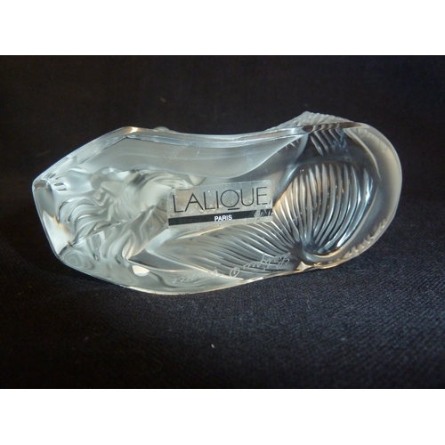 49 - Lalique - A Sirene, frosted glass figure, the mermaid seated and with arm raised, engraved mark to b... 