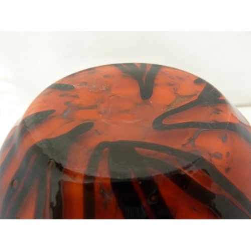 101 - Loetz or Kralic - A Tango glass vase, of black dripped glass on a bright red oval body, 16.5cm high ... 