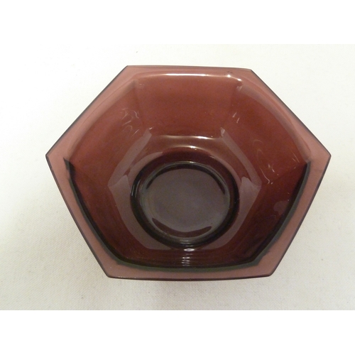 122 - A Peking glass bowl, octagonal and of dark amethyst colour, Beijing China, 19th Century, 14cm diam m... 