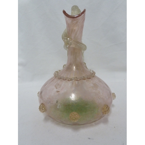 147 - A Venetian glass Dragon jug, of globe and shaft shape the coiled dragon forming the handle, the body... 