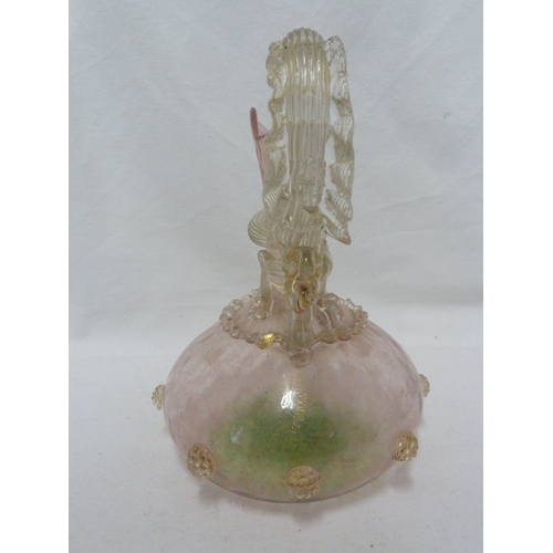 147 - A Venetian glass Dragon jug, of globe and shaft shape the coiled dragon forming the handle, the body... 