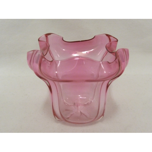 123 - Steuben - a grotesque vase, pink colour, of inverted bell flower form, 10cm high