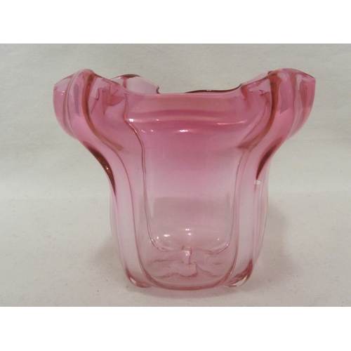 123 - Steuben - a grotesque vase, pink colour, of inverted bell flower form, 10cm high