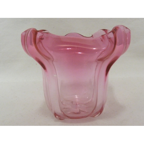 123 - Steuben - a grotesque vase, pink colour, of inverted bell flower form, 10cm high