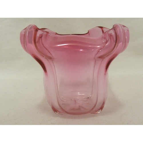 123 - Steuben - a grotesque vase, pink colour, of inverted bell flower form, 10cm high