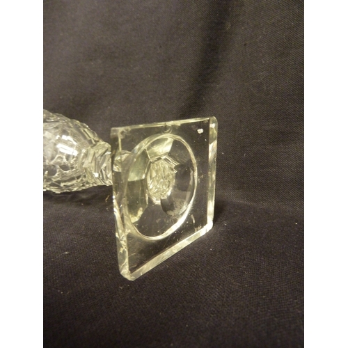 206 - A Russian bullseye pattern cut glass wine, on square plinth base, 13.5cm high