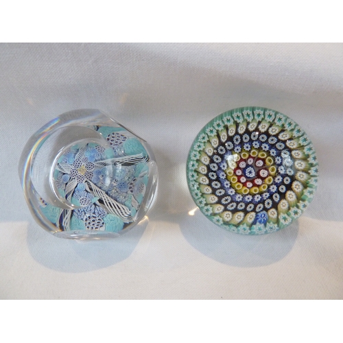 26 - Whitefriars Limited - A glass paperweight, with date cane for 1974, blue and turquoise colours about... 