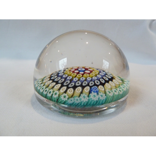 26 - Whitefriars Limited - A glass paperweight, with date cane for 1974, blue and turquoise colours about... 