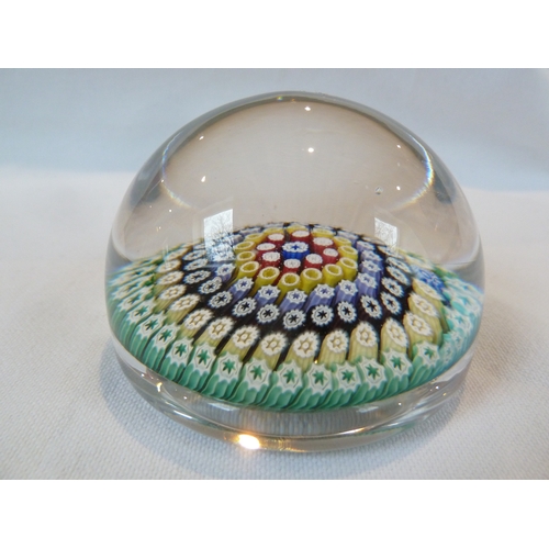 26 - Whitefriars Limited - A glass paperweight, with date cane for 1974, blue and turquoise colours about... 