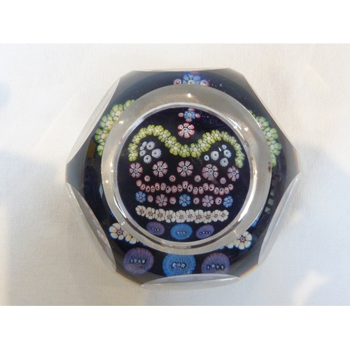 24 - Whitefriars Limited - A millefiori cane glass commemorative paperweight, the canes forming a crown, ... 