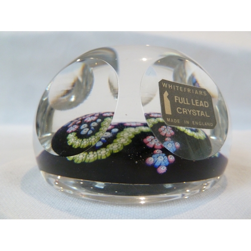 24 - Whitefriars Limited - A millefiori cane glass commemorative paperweight, the canes forming a crown, ... 