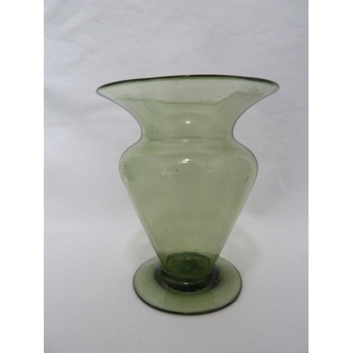 1 - James Powell and Sons, Whitefriars Limited - three sea green glass vases, c 1910, 18cm and smaller (... 