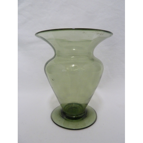 1 - James Powell and Sons, Whitefriars Limited - three sea green glass vases, c 1910, 18cm and smaller (... 