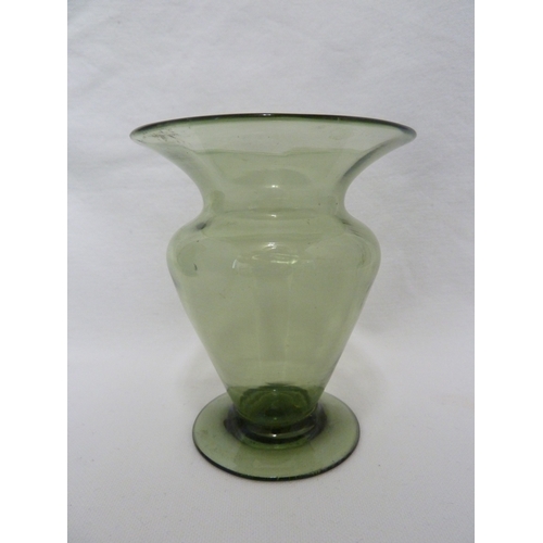 1 - James Powell and Sons, Whitefriars Limited - three sea green glass vases, c 1910, 18cm and smaller (... 