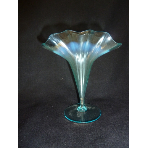 11 - James Powell & Sons, Whitefriars Limited - A straw opal tazza; and a folded rim posy vase, 15cm high... 