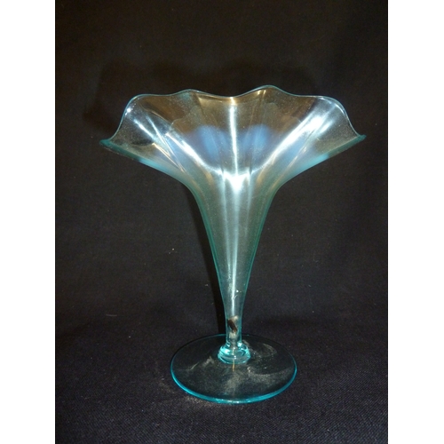 11 - James Powell & Sons, Whitefriars Limited - A straw opal tazza; and a folded rim posy vase, 15cm high... 