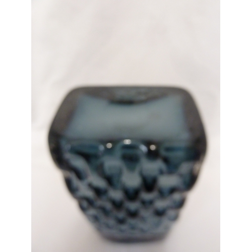 13 - Geoffrey Baxter for Whitefriars Limited - A basket weave vase, in indigo colour, 26cm high