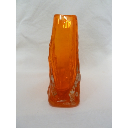 14 - Geoffrey Baxter for Whitefriars Limited - A Pyramid vase, in tangerine colour, 17cm high.